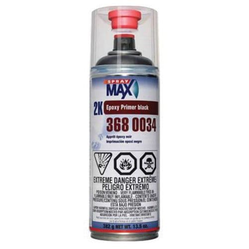 SprayMax® 3680034 2K Epoxy Primer, 13.5 oz Aerosol Can, Matte Black, 1.2 to 2.4 sq-ft/gal Coverage 2