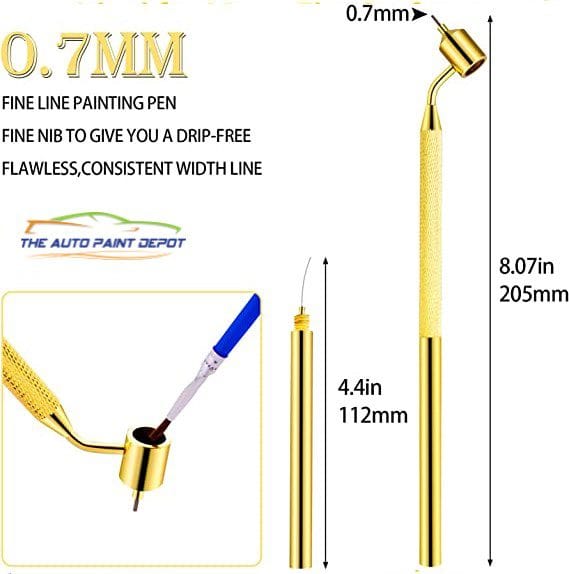 Gold Detailing Fine Line Fluid Paint Applicator Pen, Precision Touch Up Paint Pen, Perfect for Rock Chips and Scratch Repair (0.7mm) 4