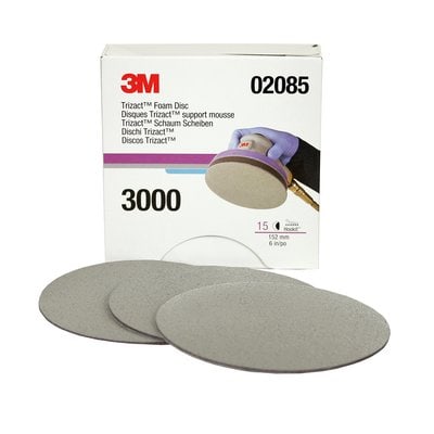 3M Trizact 02085 Abrasive Sanding Discs,3000 Grit, Foam Abrasive, Gray, Foam Backing, 15 discs The Auto Paint Depot