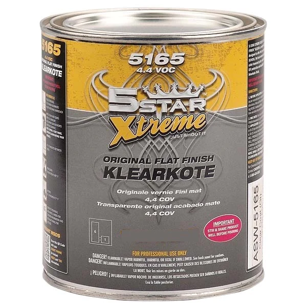 5Star 5165 Flat Finish Clear Coat 4.4 VOC Klearkote Gal 6:1 w/med Qt Hardener